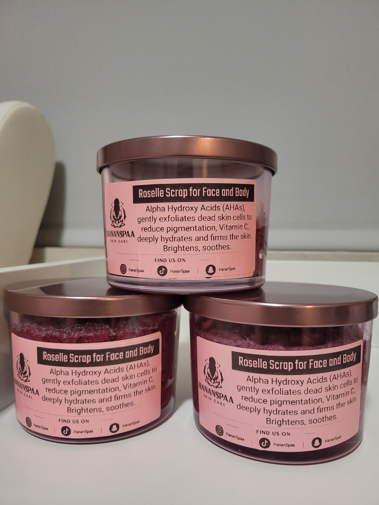 Hananspaa Roselle Scrap for Face and Body — handmade organic jars