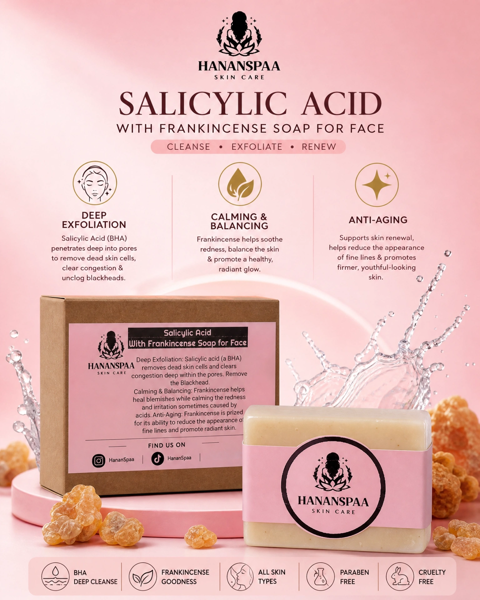 Hananspaa Salicylic Acid with Frankincense face soap
